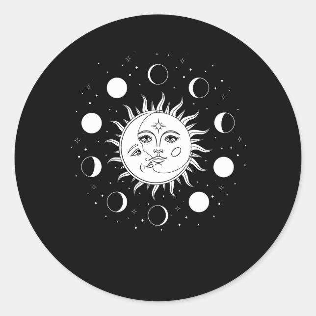 Sticker Rond Occulte Sun Moon (Devant)
