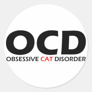 Sticker Rond OCD - Désordre obsédant de chat