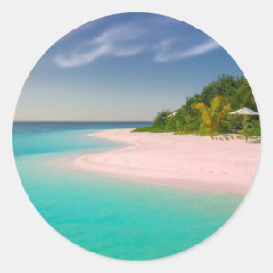 Sticker Rond Océan aigue-marine Plage tropicale Scénique