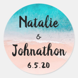 Sticker Rond Océan Beach Destination Balnéaire Mariage