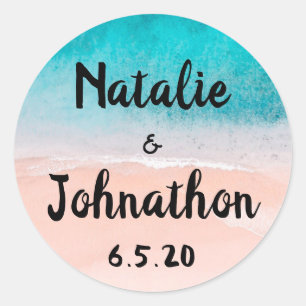 Sticker Rond Océan Beach Destination Balnéaire Mariage