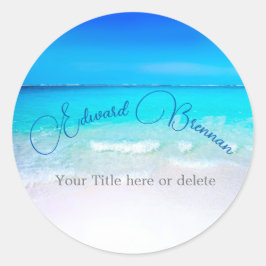 Sticker Rond Ocean Beach Vue sur la mer Bleue