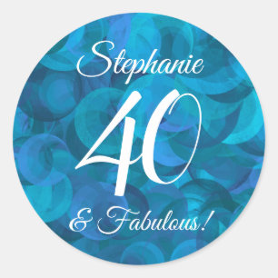 Sticker Rond Ocean Blue 40 et Fabuleux Anniversaire Favor