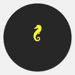 Sticker Rond Ocean Glow_Yellow Seahorse