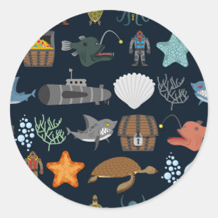Sticker Rond Océan Habitants Motif 1