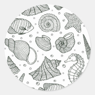 Sticker Rond Océan Habitants Motif 3