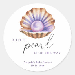 Sticker Rond Ocean Little Pearl Under The Sea Baby Shower