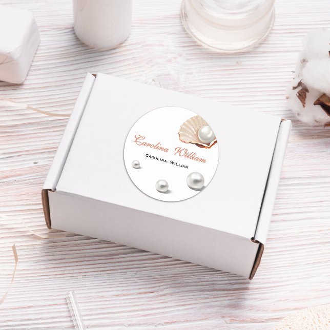 Sticker Rond Océan un peu perle sous le baby shower de mer (Créateur téléchargé)