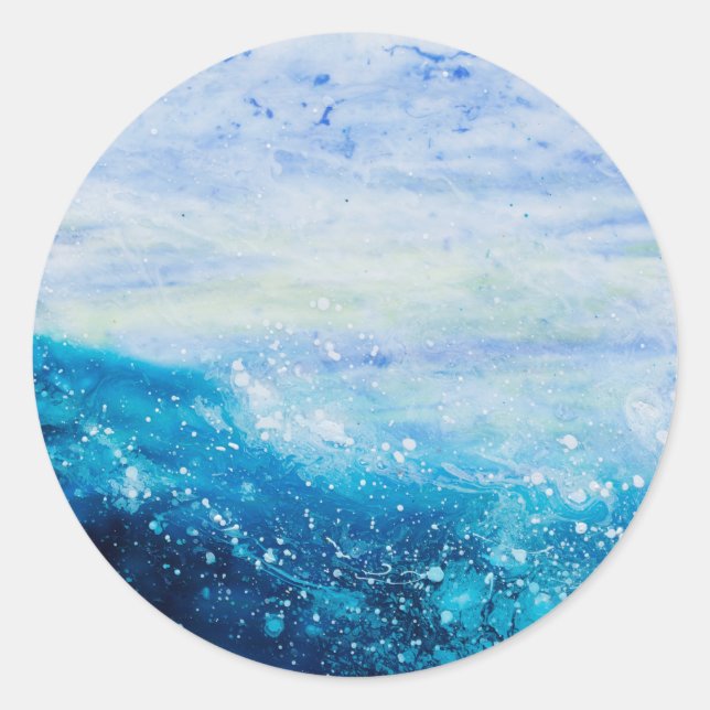 Sticker Rond Ocean wave painting, sea foam (Devant)
