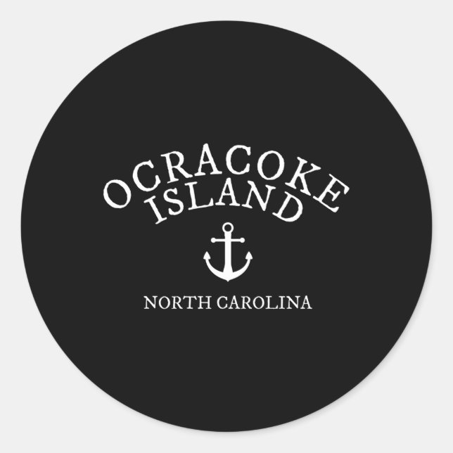 Sticker Rond Ocracoke Island North Carolina Thème nautique (Devant)