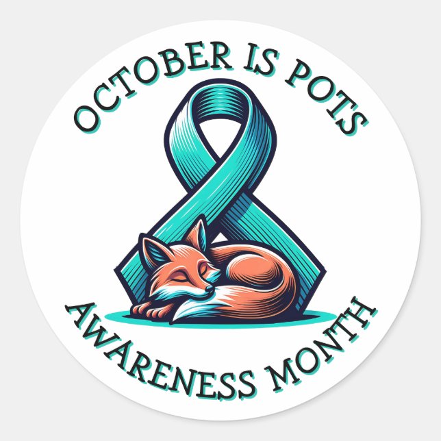Sticker Rond Octobre est le Mois de sensibilisation aux POTS (Devant)