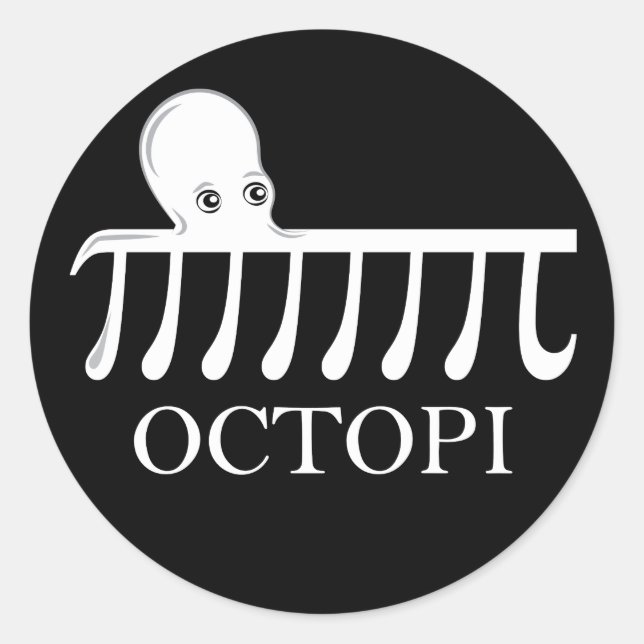 Sticker Rond Octopi - Funny Pi Octopus Math (Devant)