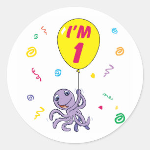Sticker Rond Octopus 1er anniversaire