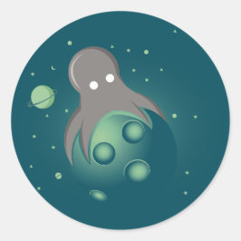 Sticker Rond Octopus Alien