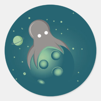 Sticker Rond Octopus Alien