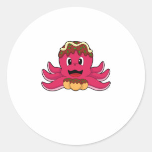 Sticker Rond Octopus avec gâteau