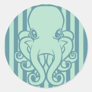Sticker Rond Octopus turquoise