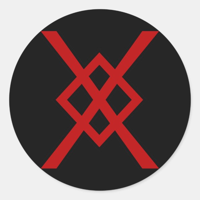 Sticker Rond Odin's Spear, Gungnir (rouge et noir) (Devant)