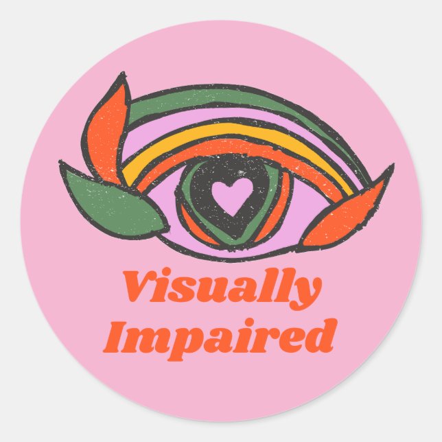 Sticker Rond Oeil arc-en-ciel avec texte de personnalisation (Devant)