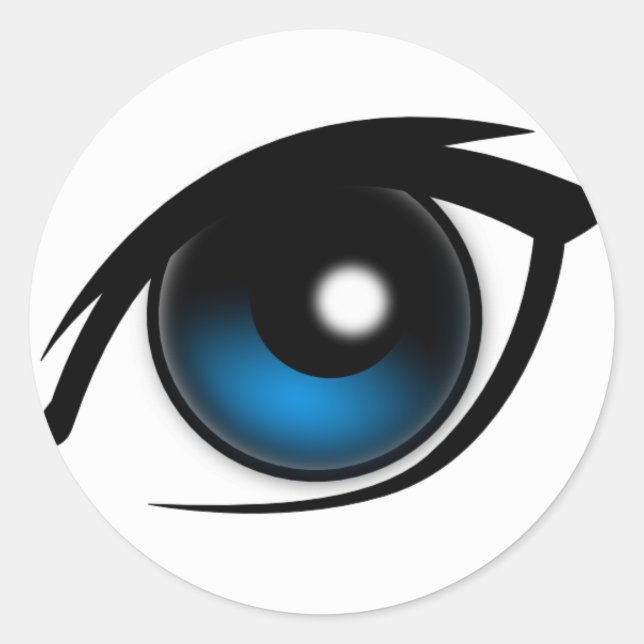 Sticker Rond Oeil bleu caricature (Devant)