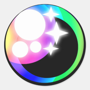 Sticker Rond Oeil de dessin animé de style kawaii sur autocolla
