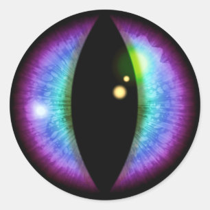 Sticker Rond Oeil de dragons bleu et violet