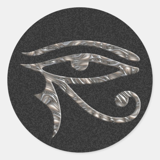 Sticker Rond OEil de Horus - ARGENT | éclaboussure noire (Devant)