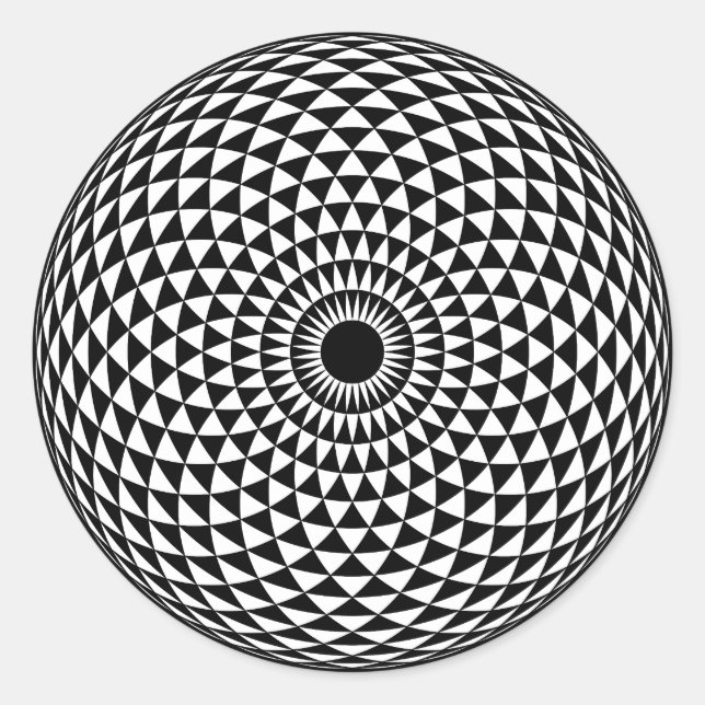 Sticker Rond Oeil de mandala géométrique en noir et blanc (Devant)