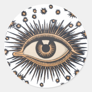 Sticker Rond Oeil étoile Lune Celeste Nouveau