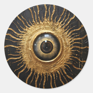 Sticker Rond Oeil occulte noir et or