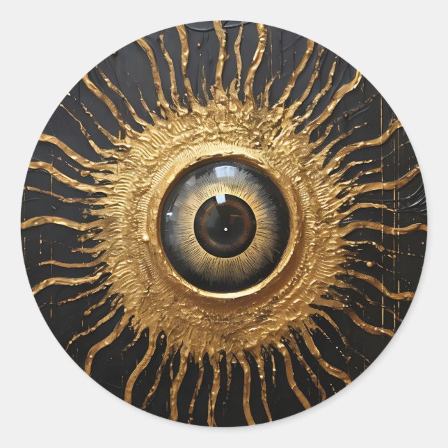 Sticker Rond Oeil occulte noir et or (Devant)