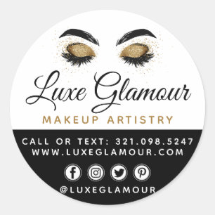 Sticker Rond Oeil or glamour Lashes Brows Beauté Bar Social