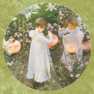 Sticker Rond Œillet, Lys, Lys, Rose de John Singer Sargent