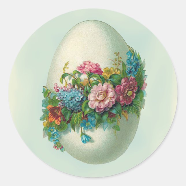 Sticker Rond Oeuf à fleurs de Pâques victorien (Devant)