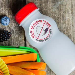 Sticker Rond Oeuf Allergie avec numéro d'urgence du client