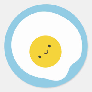 Sticker Rond Oeuf au plat heureux