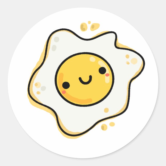 Sticker Rond Oeuf Cute Kawaii Frit (Devant)