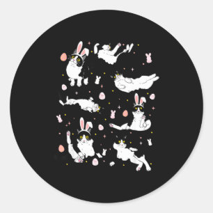 Sticker Rond Œuf de Pâques de chat noir drôle
