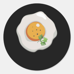 Sticker Rond Oeuf frit Sunny Side Up Petit déjeuner
