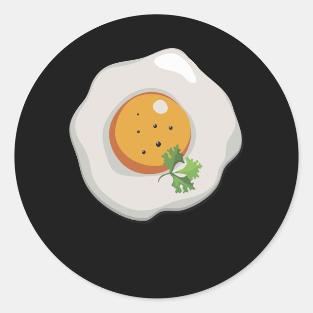 Sticker Rond Oeuf frit Sunny Side Up Petit déjeuner (Devant)