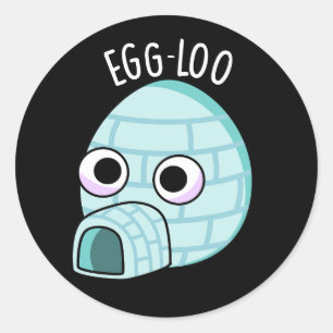 Sticker Rond Oeuf-loo Funny Oeuf-Pun Dark BG