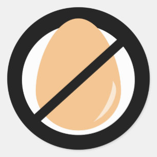 Sticker Rond Oeuf Noir Gratuit Aucun Oeuf Allergie Avertissemen