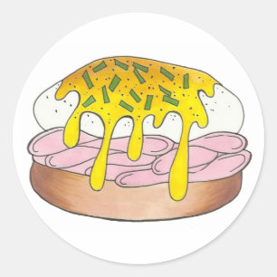 Sticker Rond Oeufs Benedict Diner Petit déjeuner Alimentation O