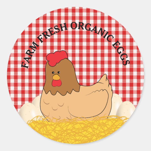 Sticker Rond OEufs biologiques frais de ferme (Devant)