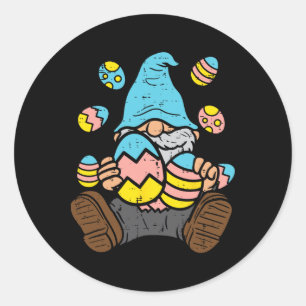 Sticker Rond Œufs de Nain de Jardin Nordique Chasse aux Œufs de