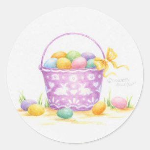 Sticker Rond OEufs De Pâques Colorés En Bouche
