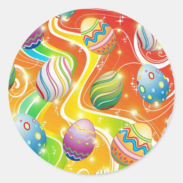 Sticker Rond Oeufs de Pâques Design ornemental (Devant)