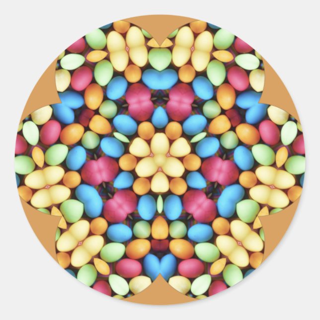 STICKER ROND OEUFS DE PÂQUES MULTICOLORES ~ (Devant)
