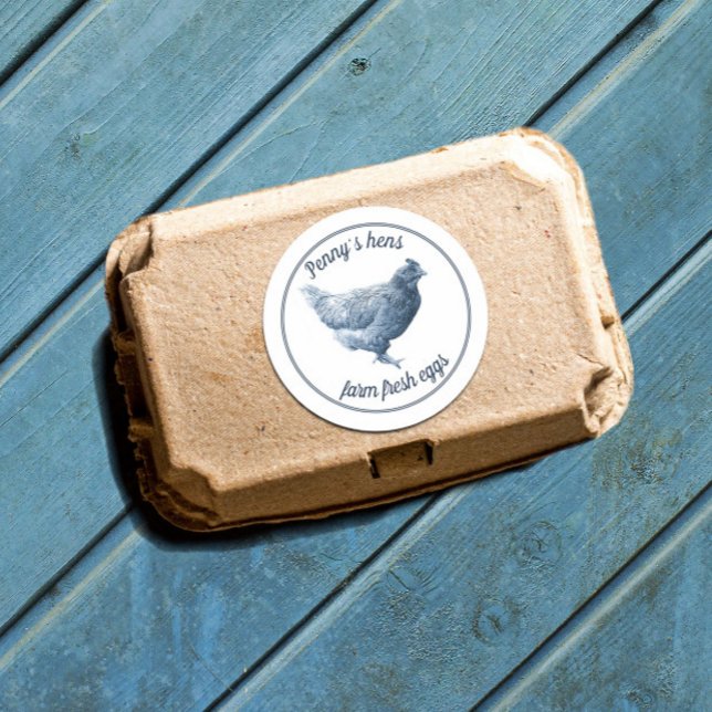 Sticker Rond Oeufs de poulet frais de ferme Hen avec votre nom (Créateur téléchargé)