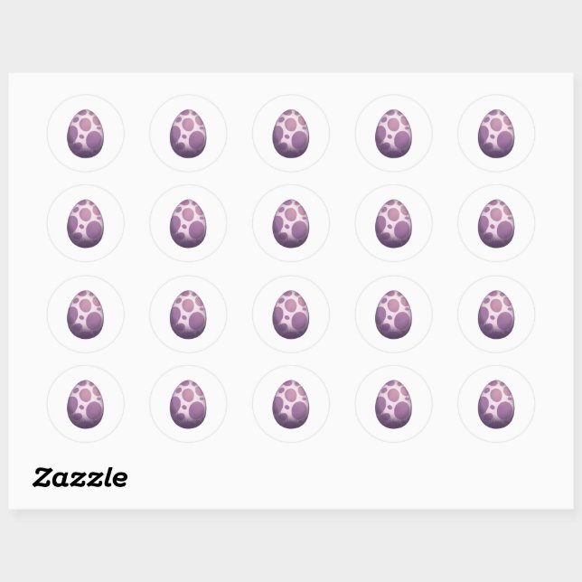 Sticker Rond Oeufs Dino Violets (Feuille)